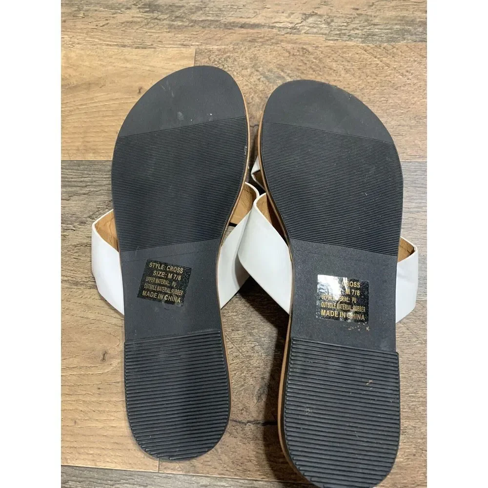 Charles Albert Women's Sandals Slides Slip On‎ White Size Large 7-8
